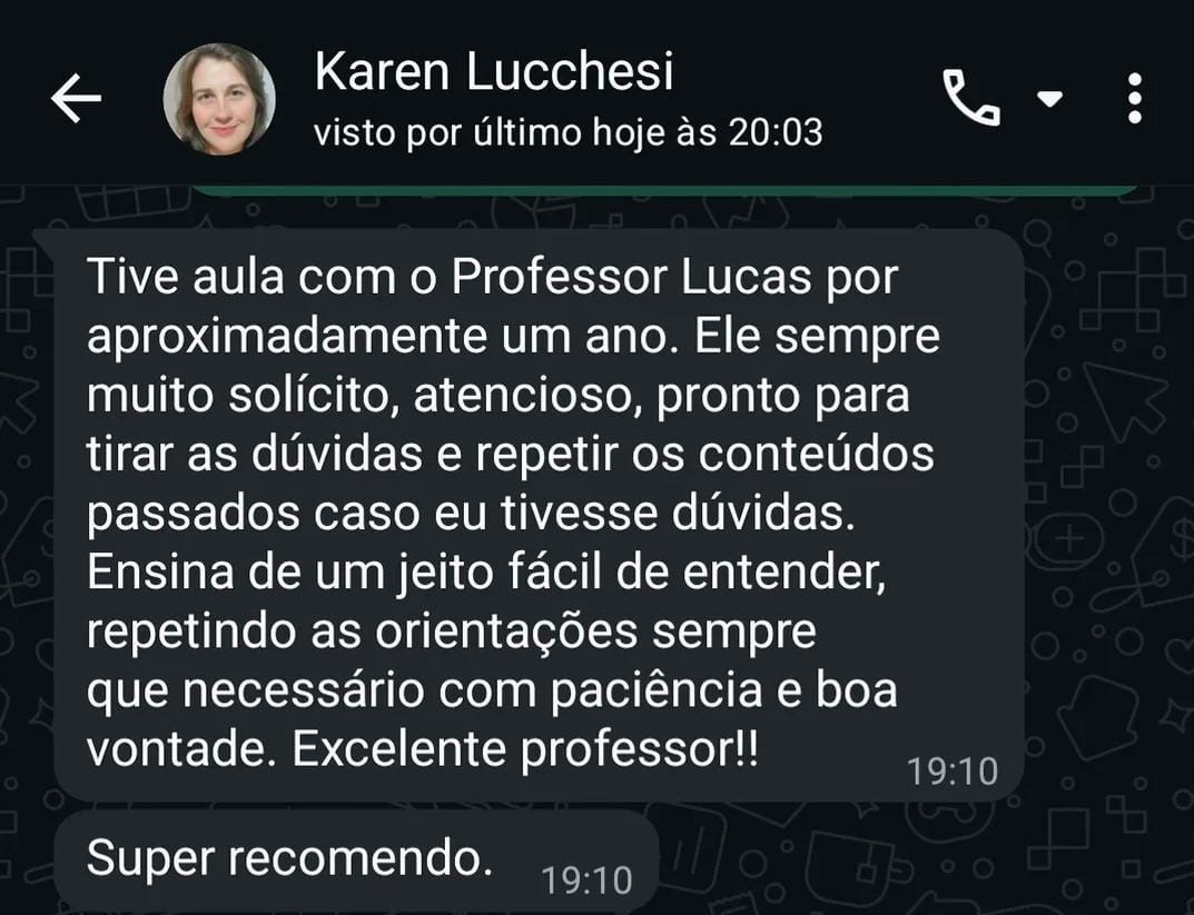 Depoimento de Karen Lucchesi sobre as aulas de violão