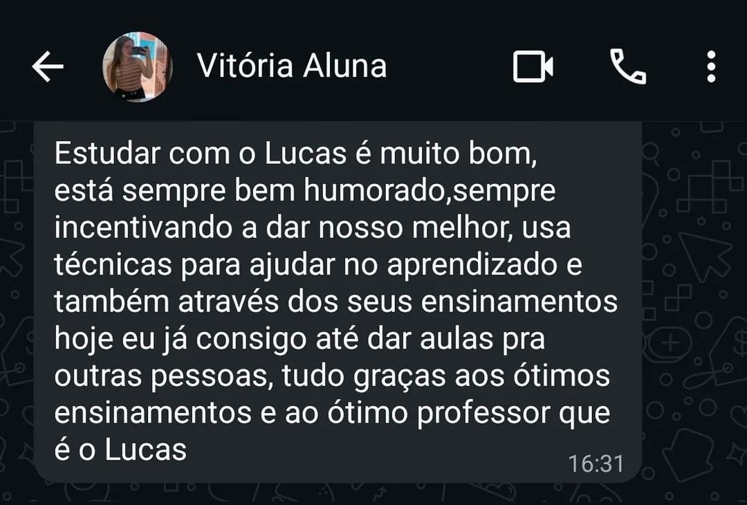 Depoimento de Vitória sobre as aulas de violão