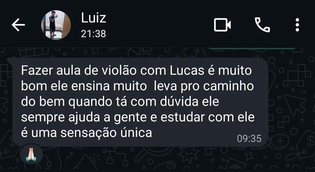 Depoimento de Luiz sobre as aulas de violão